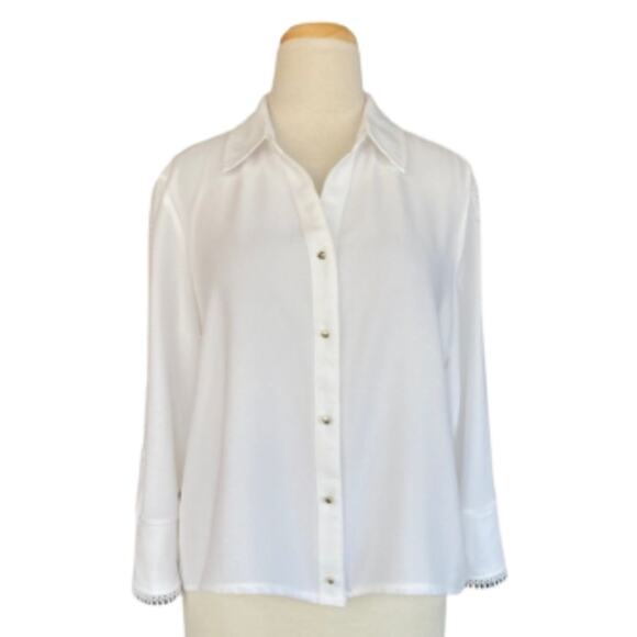 Marc New York Andrew Marc White Button Down Blouse NWT - Picture 1 of 11